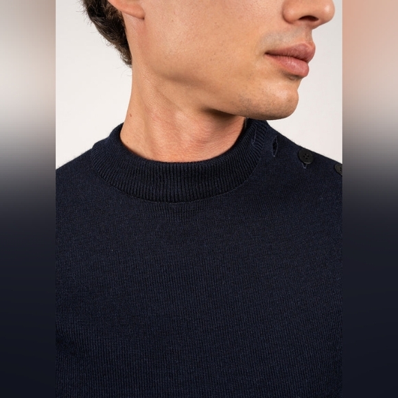 Saint James Button Shoulder Breton Wool Sweater, Made In France, BARELY PRE-WORN - Picture 3 of 15